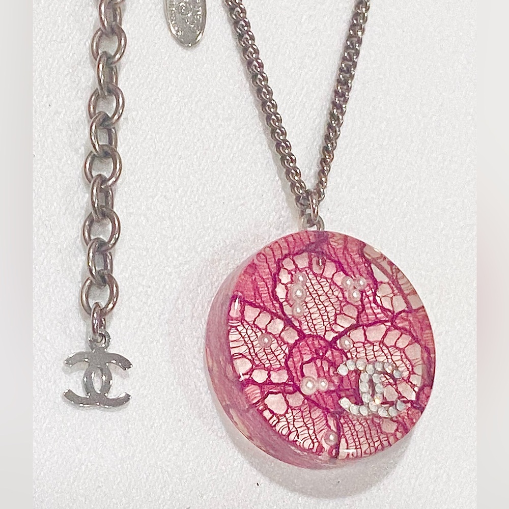 Chanel Pink and Silver Pendant Necklace - Picture 1 of 4